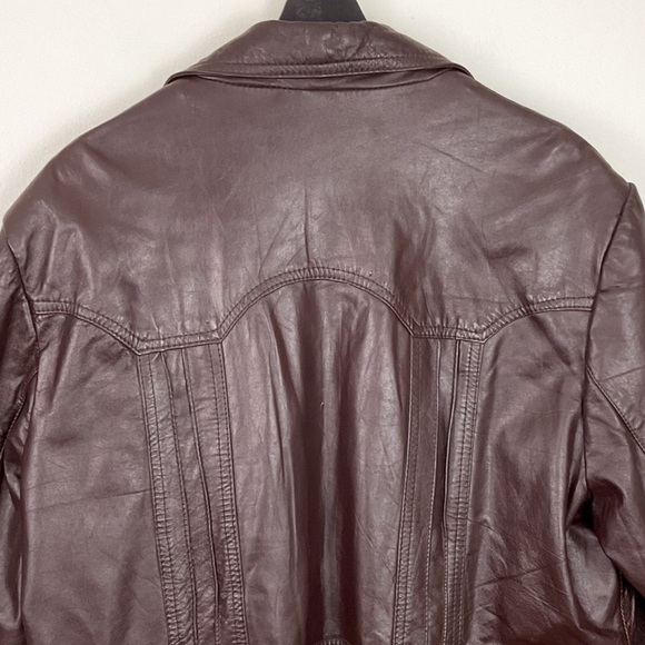 Vintage 70s cowhide leather jacket men’s 44R Montgomery Ward unisex fit - Picture 10 of 13